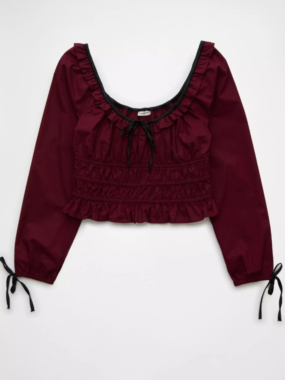 American Eagle Burgundy Cotton Milkmaid Top Cottagecore Gothic Prairie M
